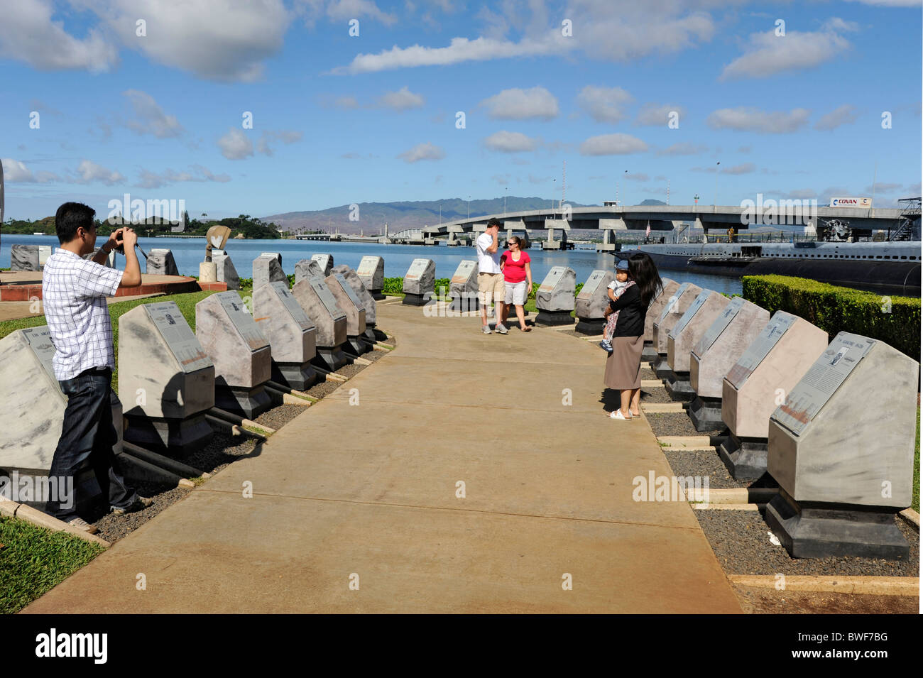 Denkmäler zu Ehren Seeleute und Schiffe gesunken während des zweiten Weltkriegs Pearl Harbor Pacific National Monument Hawaii Stockfoto