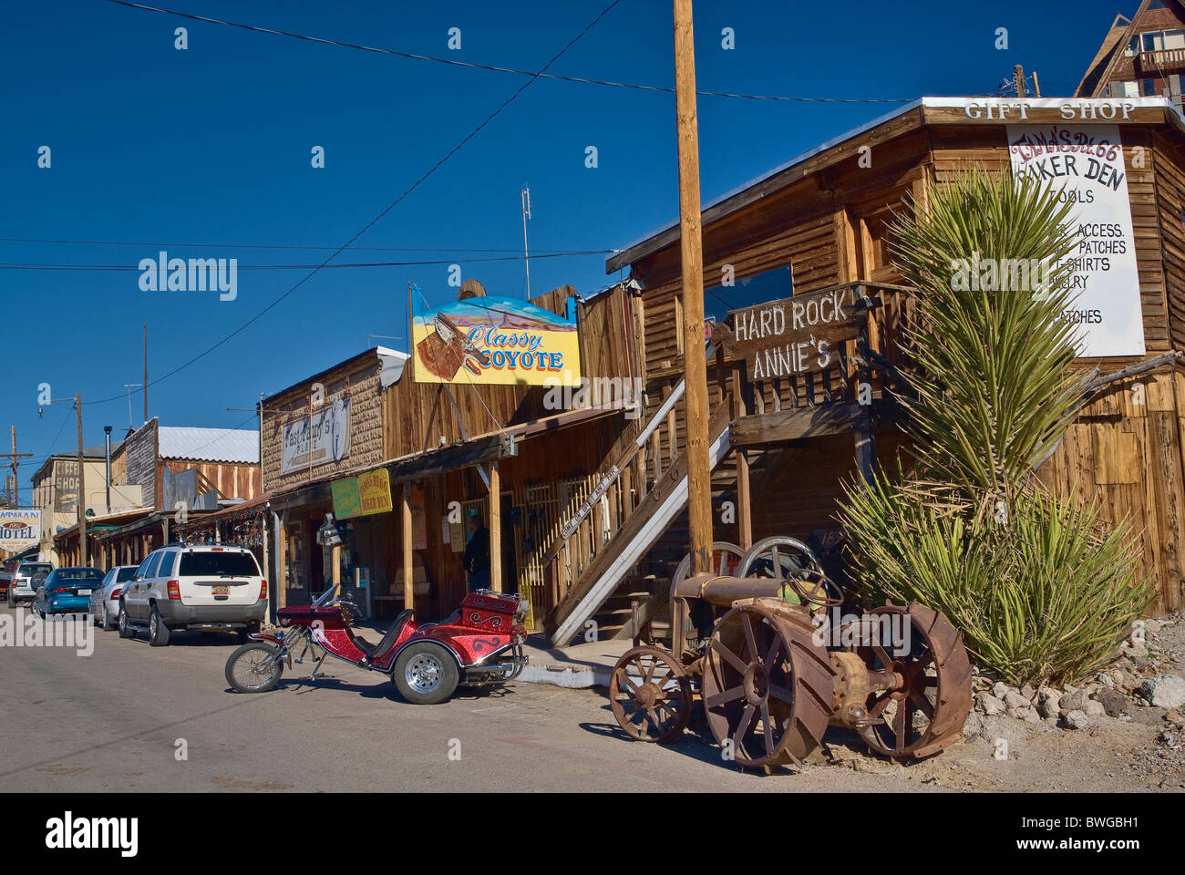 Hauptstraße in Oatman, Route 66 in den Black Mountains, Arizona, USA Stockfoto