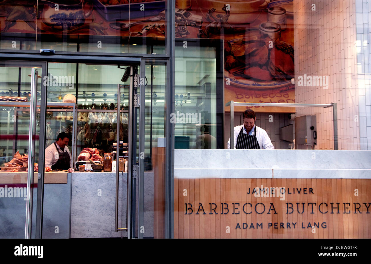 Barbecoa Metzgerei von Jamie Oliver und Adam Perry Lang in der Londoner City Stockfoto