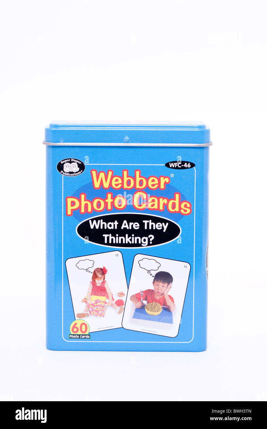 Ein Lernspiel genannt Webber Fotokarten auf weißem Hintergrund Stockfoto