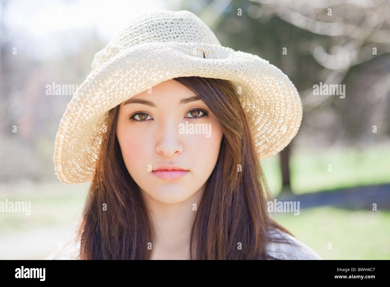 Porträt eines Mädchens mit Hut Stockfoto