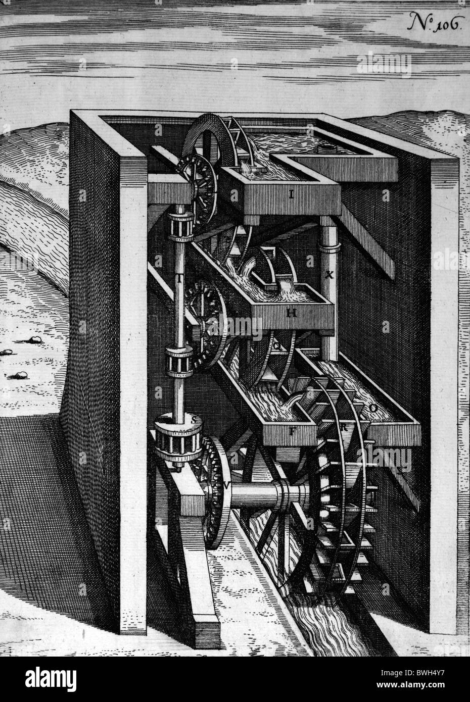 Illustration von Theatrum Machinarum Novum 1661 durch Georg Andreas Böckler Stockfoto