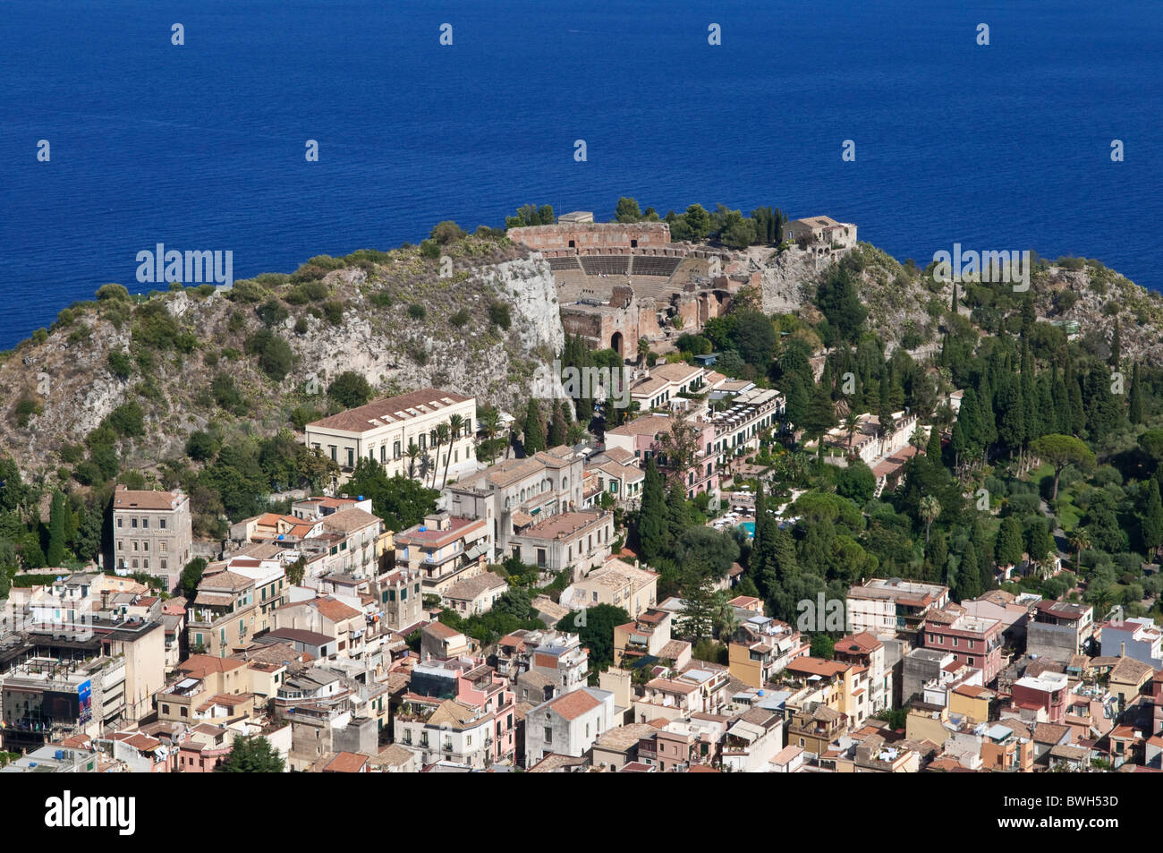 Italien, Sizilien Europa, Taormina, Provinz von Messina, griechisches Theater, antike Theater von Taormina, Stockfoto