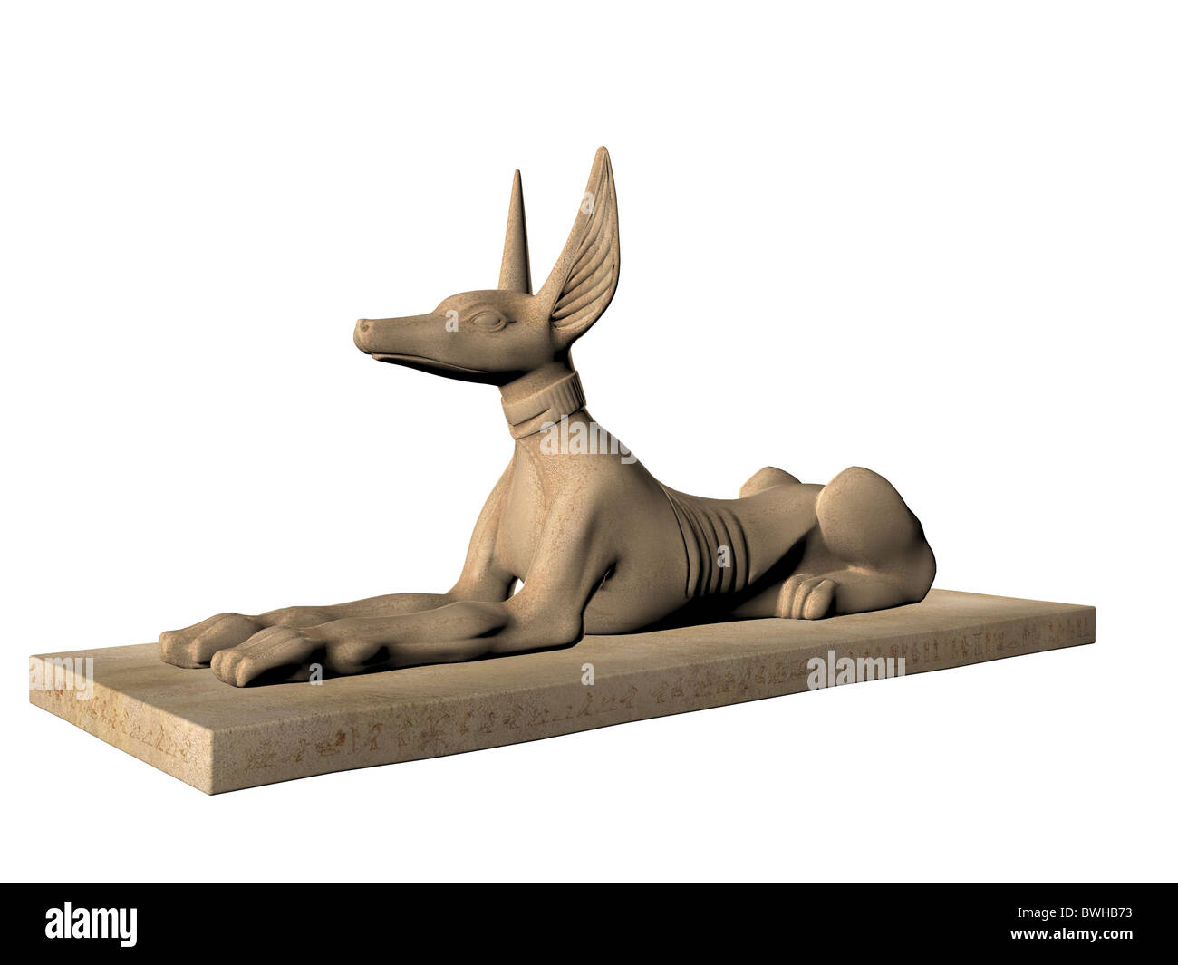 3D Abbildung des alten ägyptischen Gottes Anubis Stockfoto