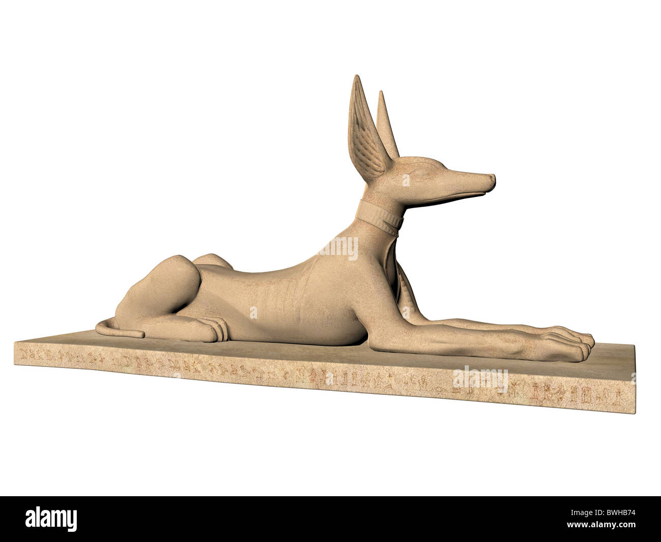 3D Abbildung des alten ägyptischen Gottes Anubis Stockfoto