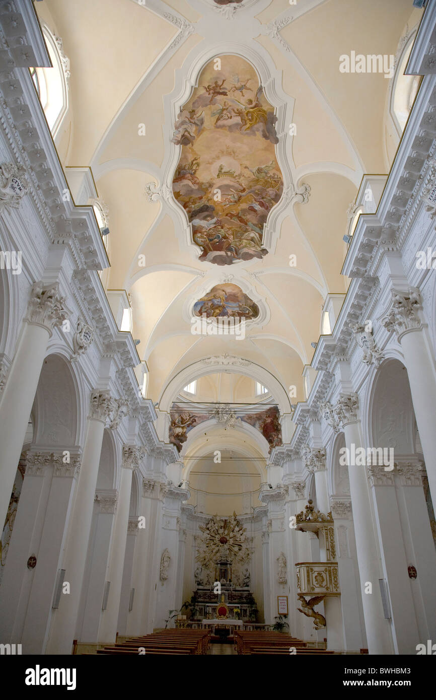 Santi Nicola e Corrado Kathedrale, Fassade, Treppe, die zum UNESCO-Weltkulturerbe, Noto, Syrakus Provinz, Sizilien, Italien, Europa Stockfoto