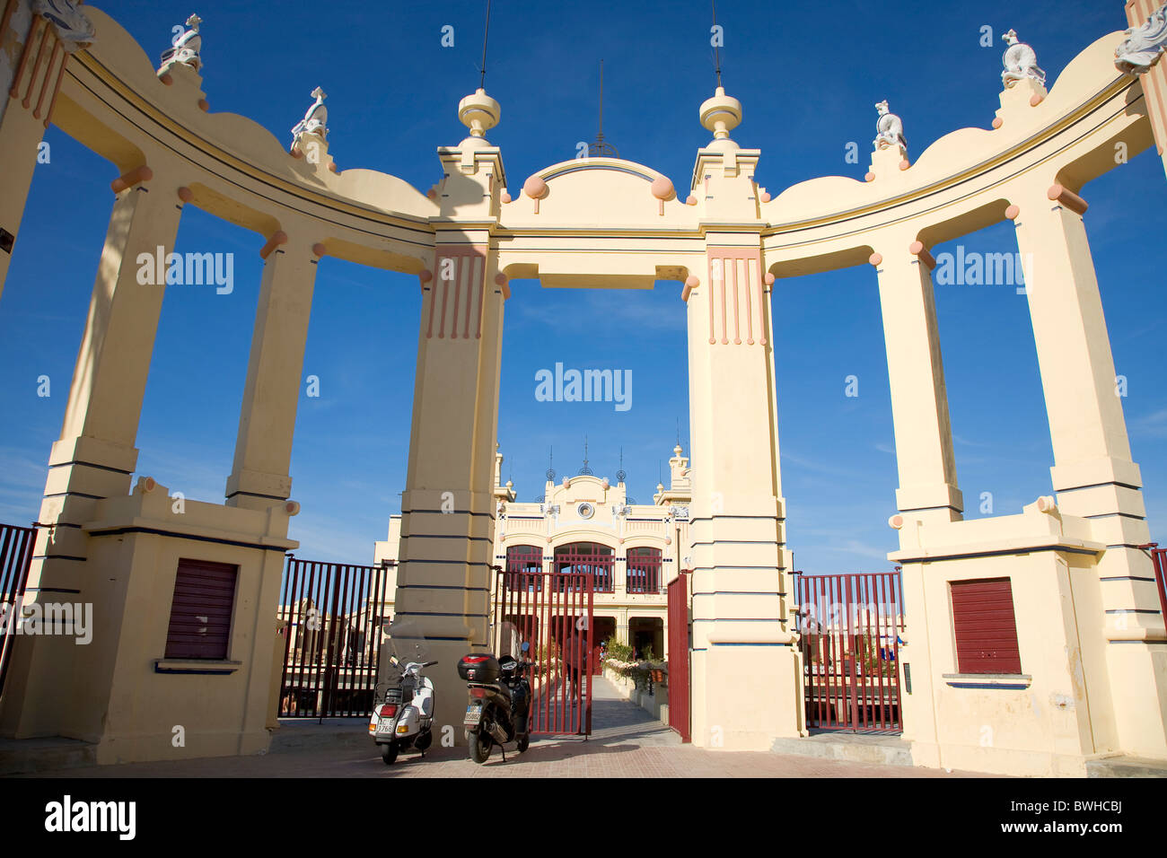 Badehaus, Strand von Mondello in der Nähe von Palermo, Palermo, Sizilien, Italien, Europa Stockfoto