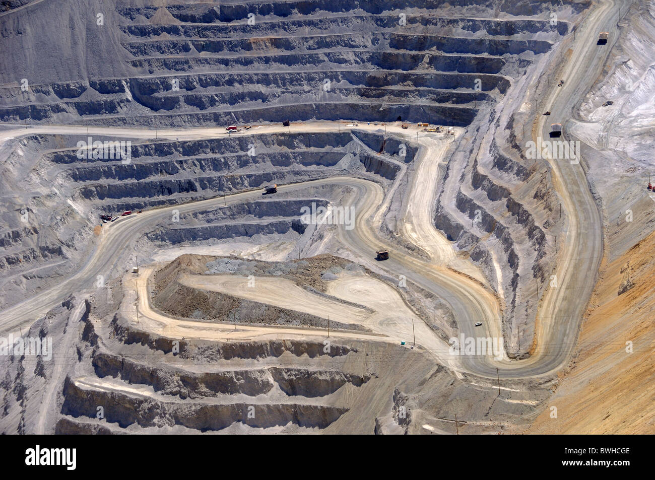 Nahaufnahme von Bingham Kennecott Copper Mine Tagebau Ausgrabung Stockfoto