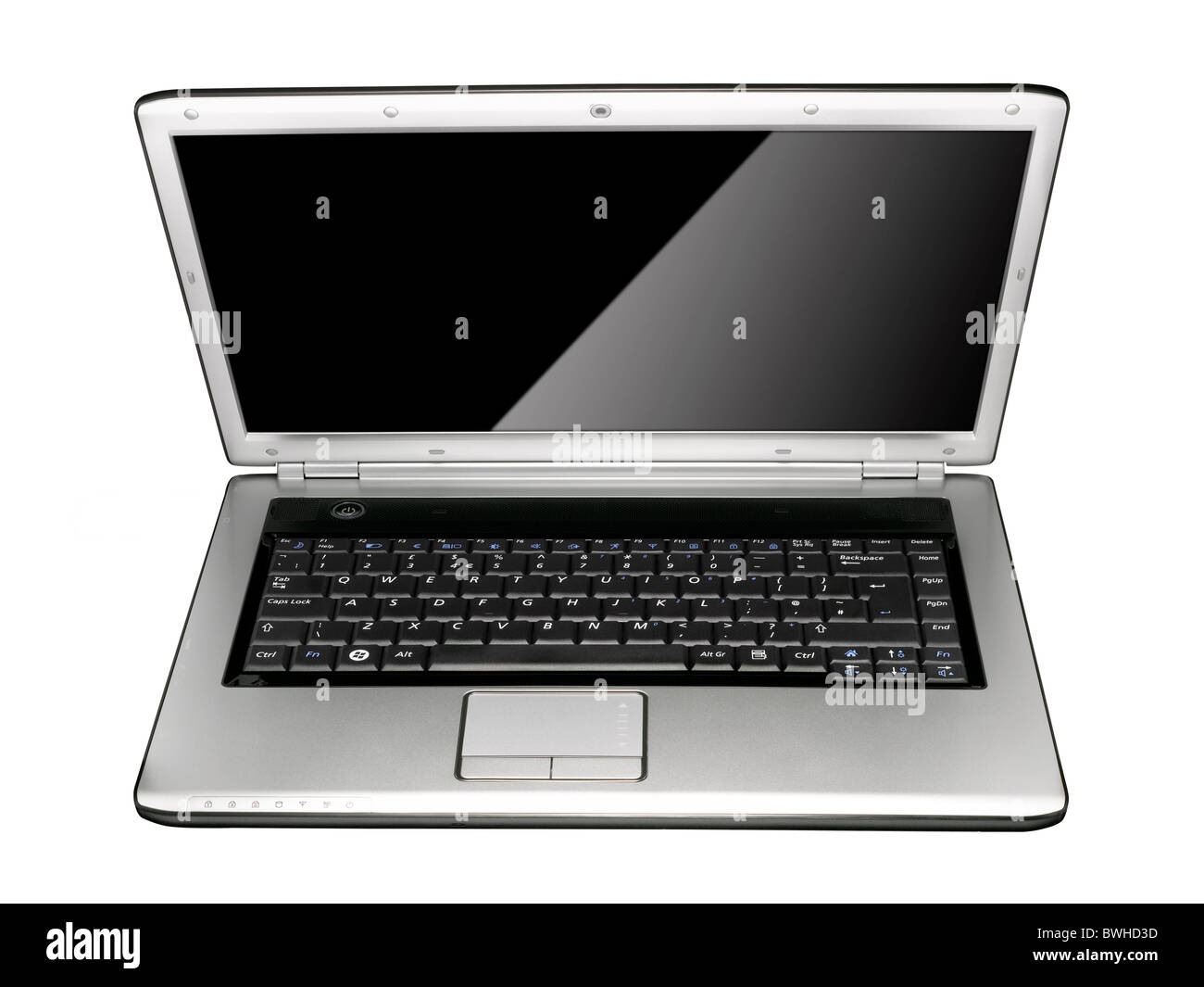 Eine offene stilvolle Silber laptop Stockfoto