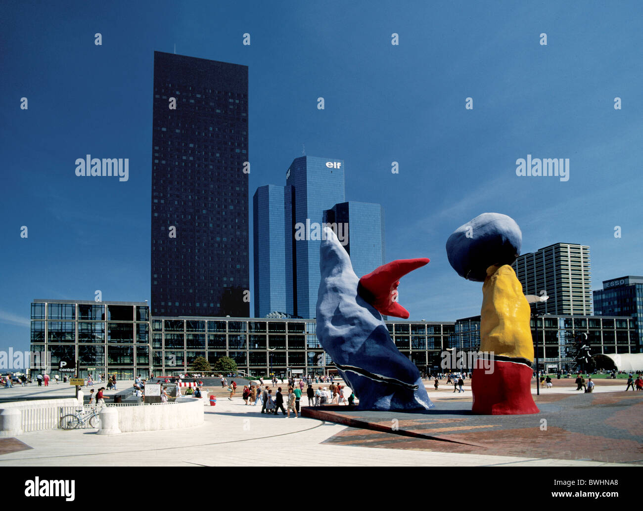 Frankreich Europa Paris La Defense Joan Miro Skulptur Plastik Geschick Ort Wolkenkratzer Stockfoto