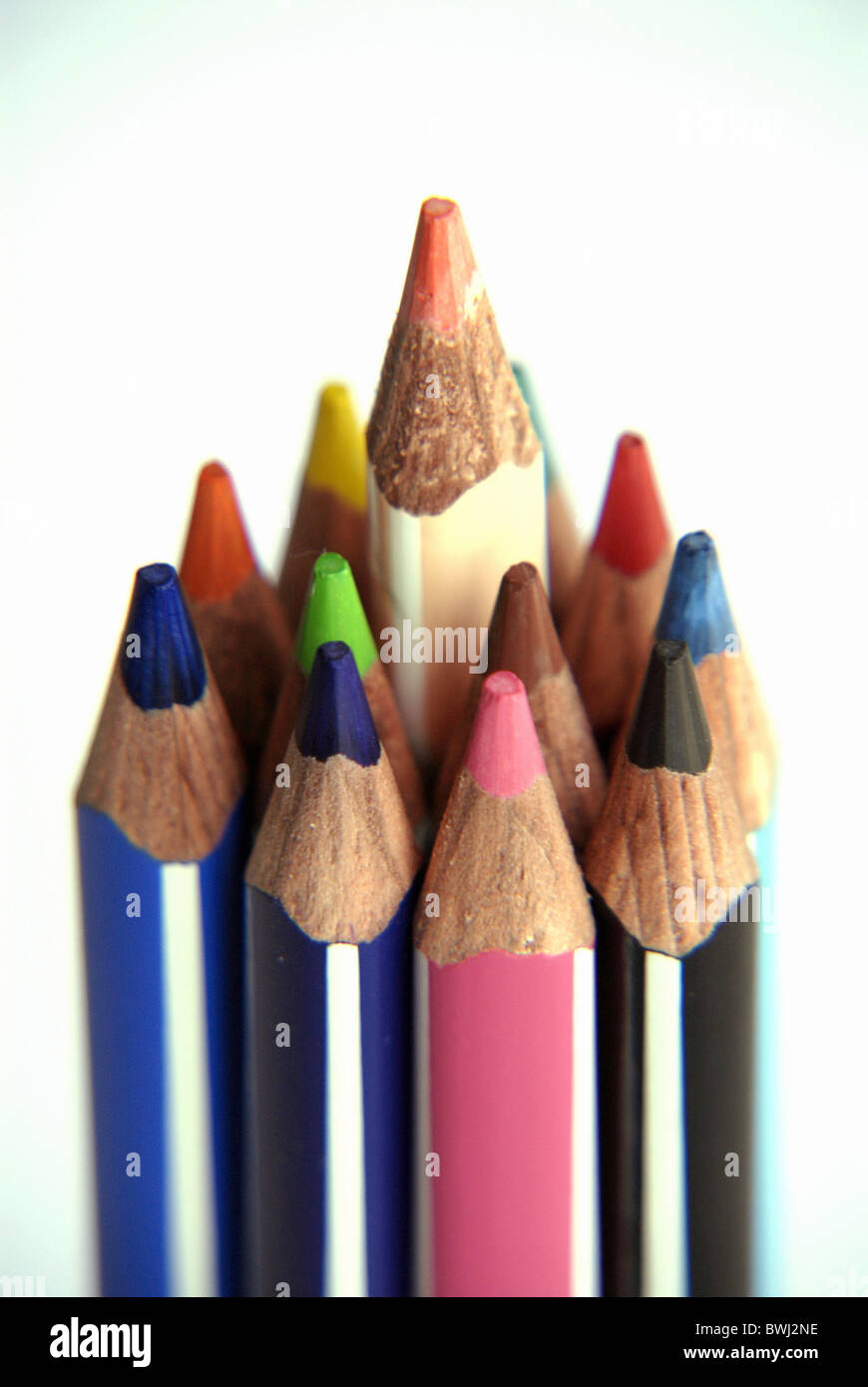 Symbol Farbe Bleistifte Ausnahme Herrausragend Kopf größer aus Zeile Bleistifte auffallend Stockfoto