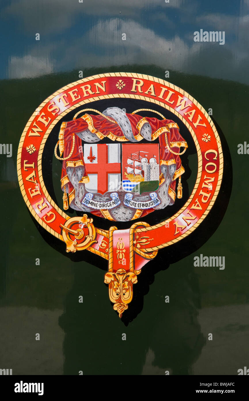 Great Western Railway Wappen auf Stadt von Truro 3717 GWR 3700 Klasse 3440 erste Dampfmaschine, über 100 km/h im Jahr 1904 zu erreichen Stockfoto