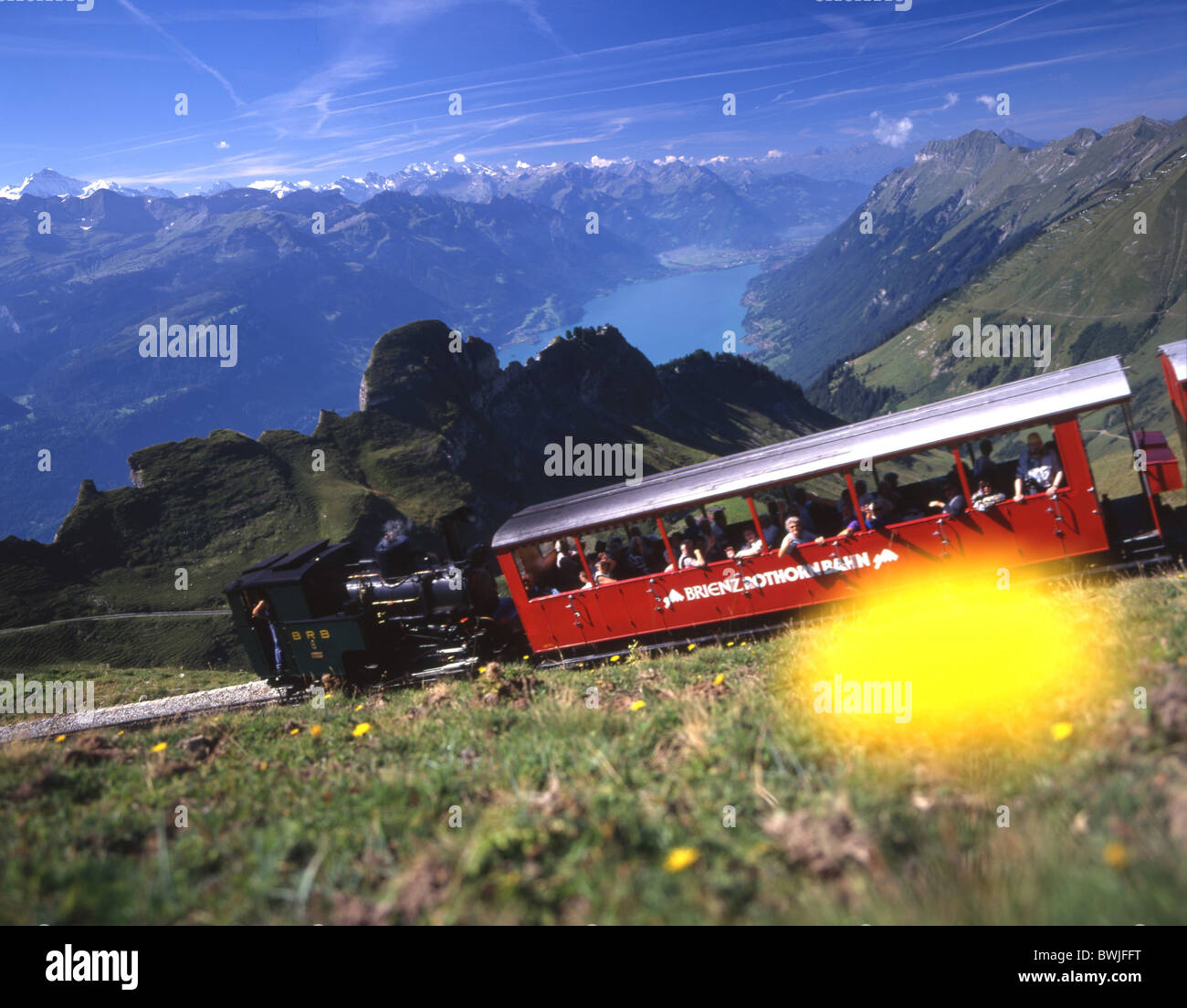 Brienz Rothorn Straße Bahnhof Zahnradbahn Bahn Bergbahn Bienzer Rothorn Brienzersee See Landschaft la Stockfoto