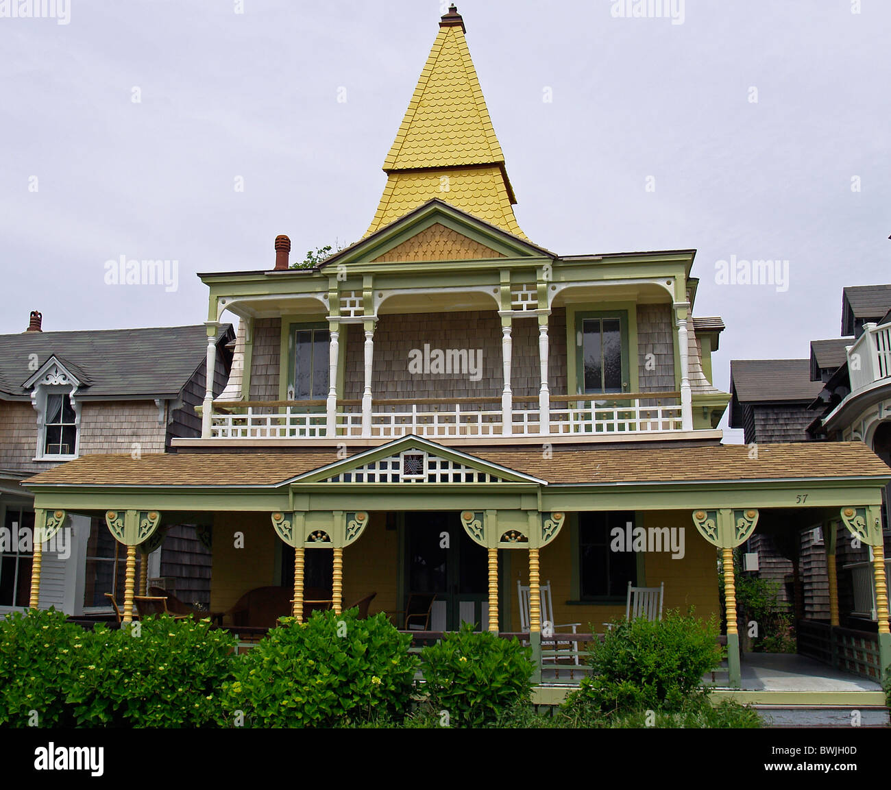 Saisonale home an der Ocean Avenue, Oak Bluffs, Martha's Vineyard, Massachusetts Stockfoto