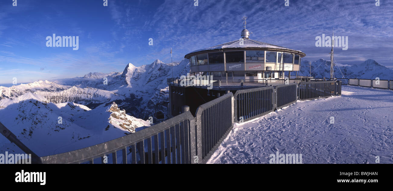 Landschaft-Landschaft vom Schilthorn Bahnhof Terrasse Berner Alpenkette Berge Alpen Eiger Monch Jungfrau Kle Stockfoto