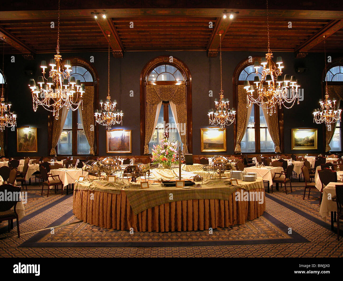Restaurant in kostbaren Luxus Esszimmer Halle Main Dining Room union League-Klub Chicago Chi catering Stockfoto