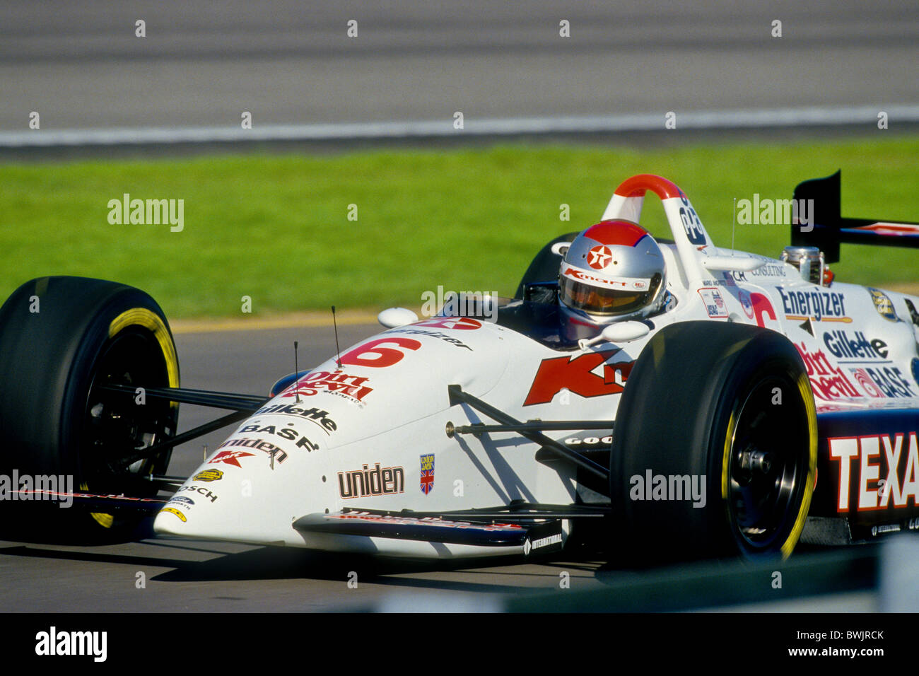 Mario Andretti beim Indy 500 Zeitfahren 1993. Stockfoto