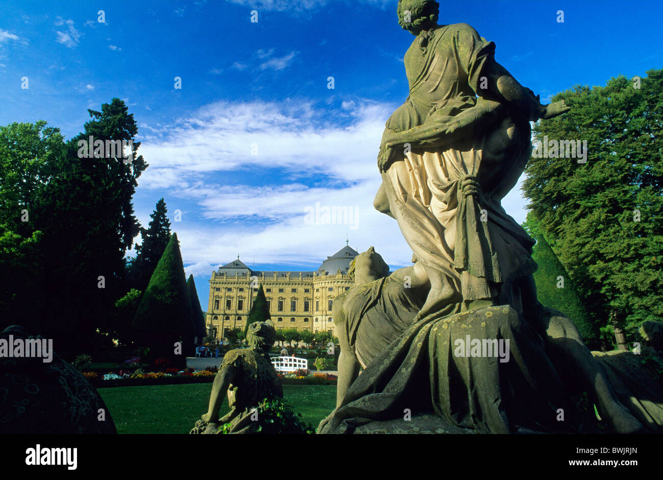 Europa, Deutschland, Bayern, Würzburg, Skulpturen in den Hofgarten der Residenz Wuerzburger Stockfoto