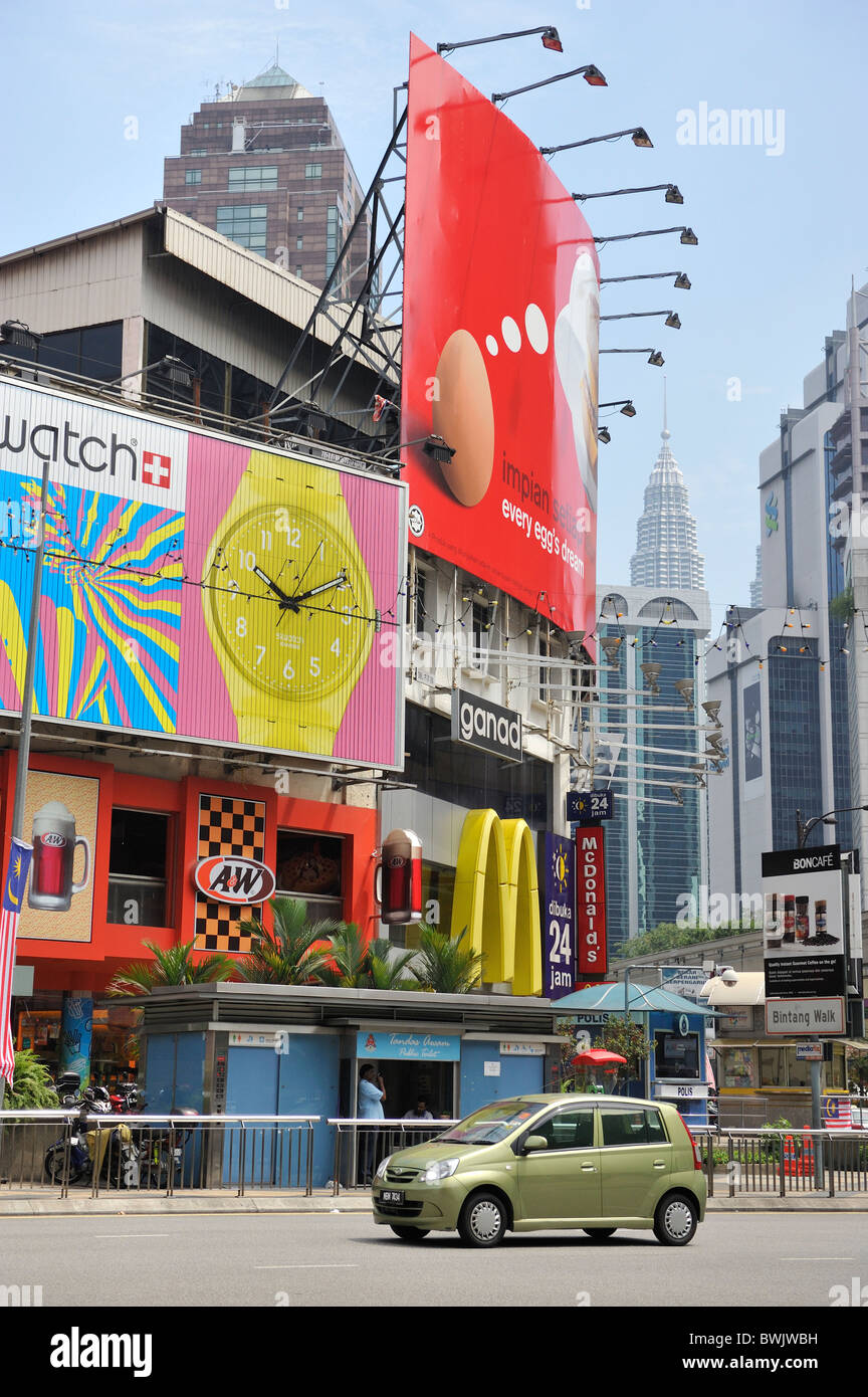 Bukit Bintang in Kuala Lumpur ist das Herz der Sehenswürdigkeiten und Einkaufsstraßen der Stadt. Stockfoto