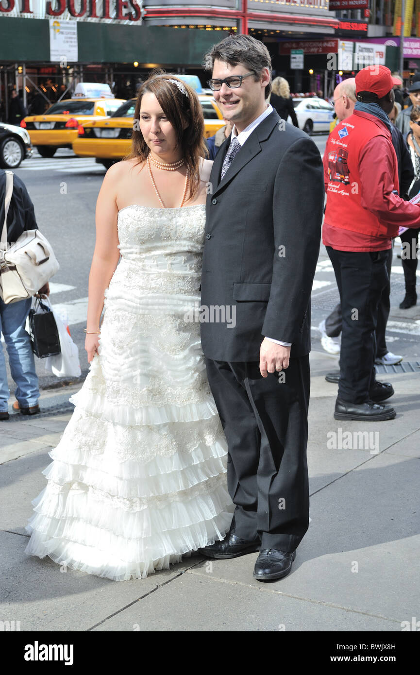 Hochzeit in Times Square New York City Stockfoto