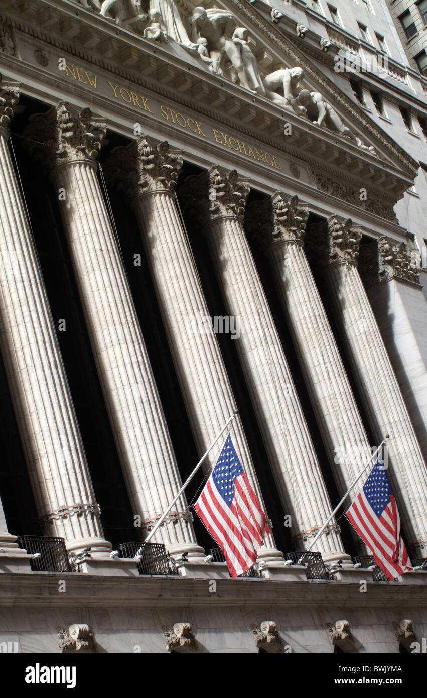 Der New Yorker Börse nahe der Wall Street in New York City, USA Stockfoto