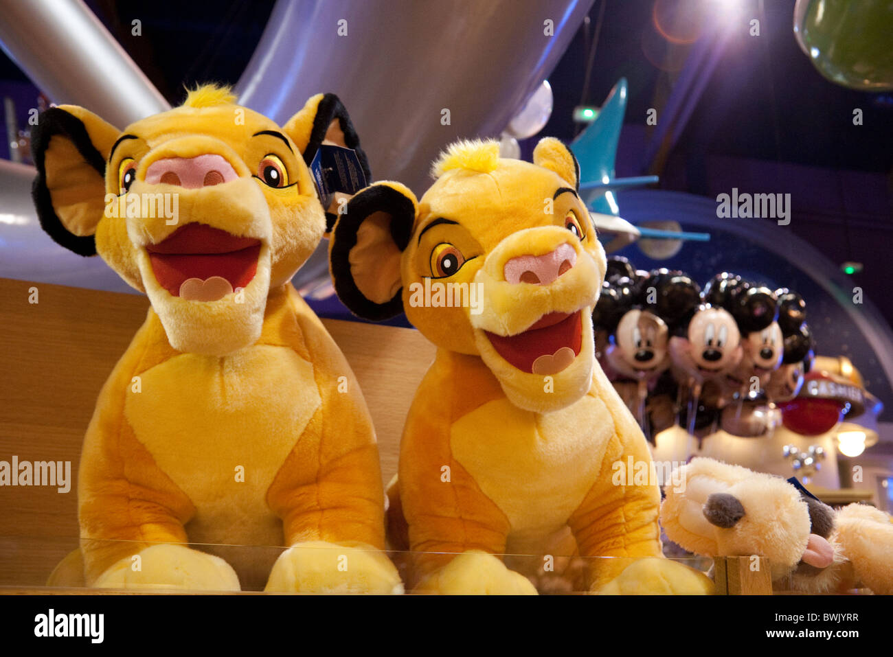 König der Löwen Stofftiere im Disney Store, das Dorf, Disneyland Paris, Frankreich Stockfoto