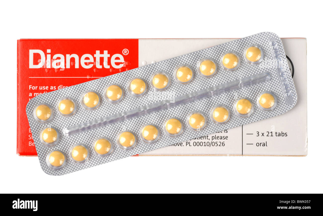 Geburtenkontrolle-Pille, die Pille, Dianette von Bayer Stockfoto