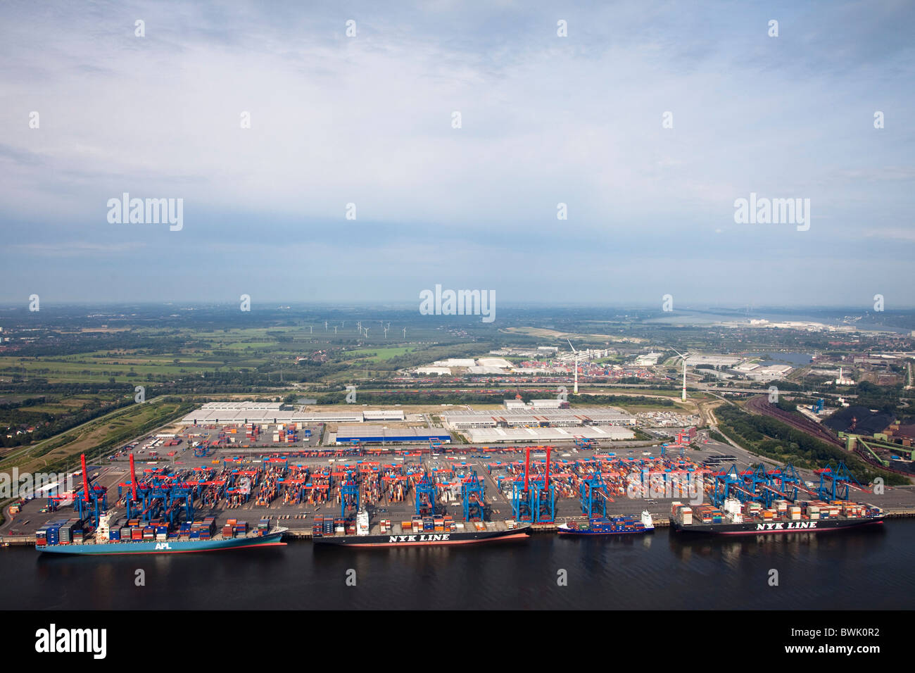 Container-Portalkran, Hafen Hamburg, Deutschland Stockfoto