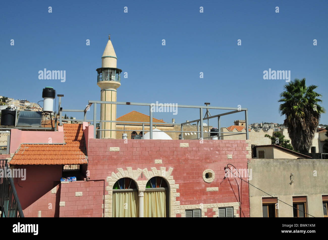 Israel, Nazareth der Turm von der weißen Moschee El Abyad Stockfoto