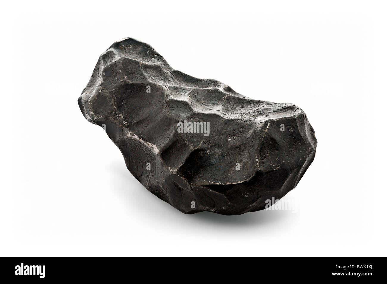 Ein Eisen Meteorit Probe (Ost-Sibirien - Russland) mit Regmaglypten. Spécimen de Météorite Ferreuse Avec Regmaglyptes. Stockfoto