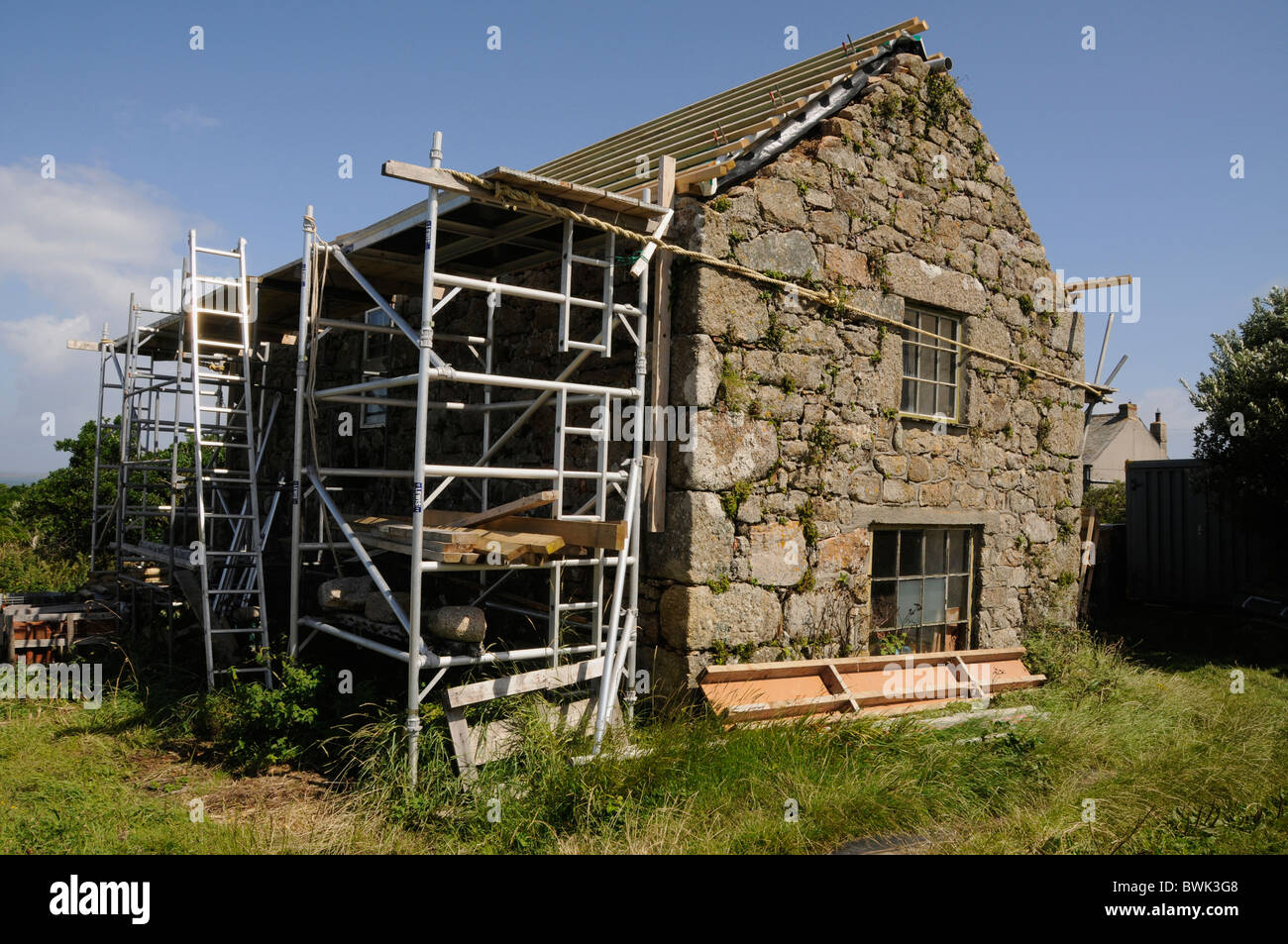 Ein Haus restauriert als Teil des Herzogtums Cornwall Bulidling Projekte Pläne auf Extrameldung Insel, Isles of Scilly, Großbritannien Stockfoto