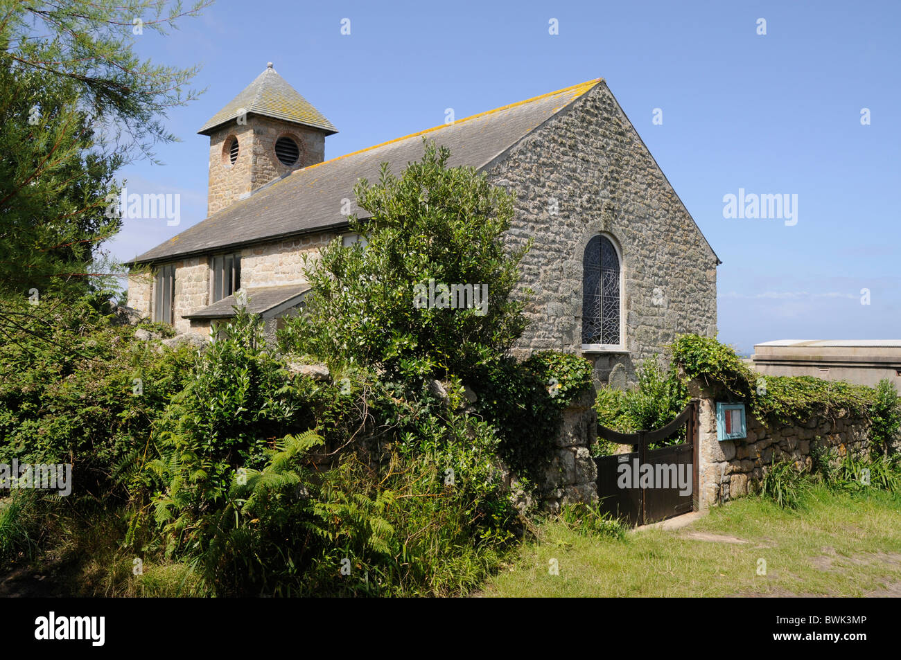 Extrameldung Kirche auf Extrameldung Insel, Isles of Scilly, Großbritannien Stockfoto