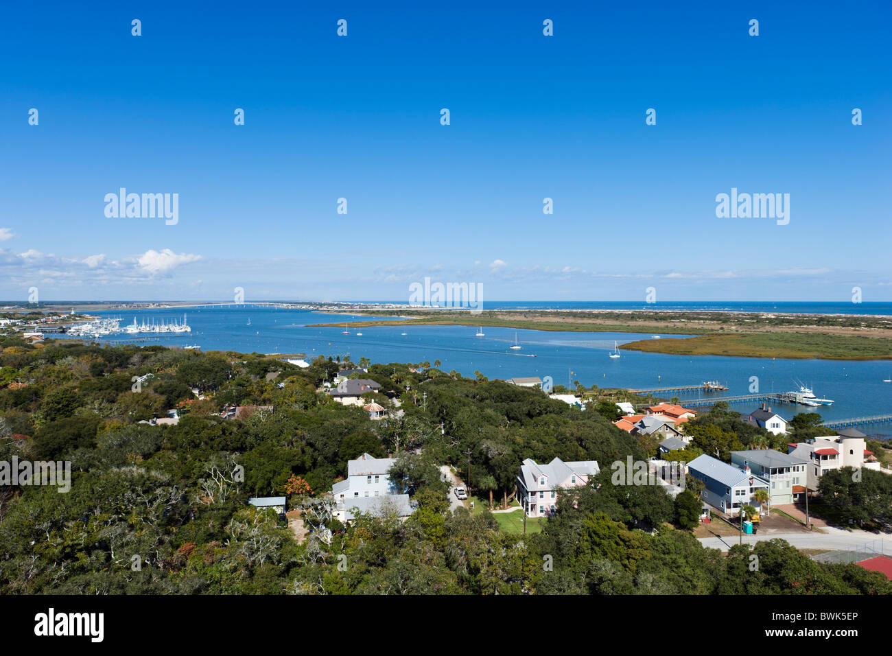 Vview von der Spitze des Augustinus Licht, Anastasia Island, St. Augustine, Florida, USA Stockfoto