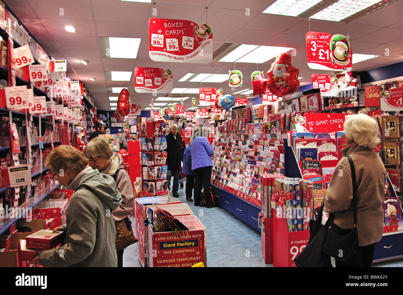 Die Karte-Fabrik an Weihnachten, souveränen Einkaufszentrum, High Street, Weston-super-Mare, Somerset, England, Vereinigtes Königreich Stockfoto