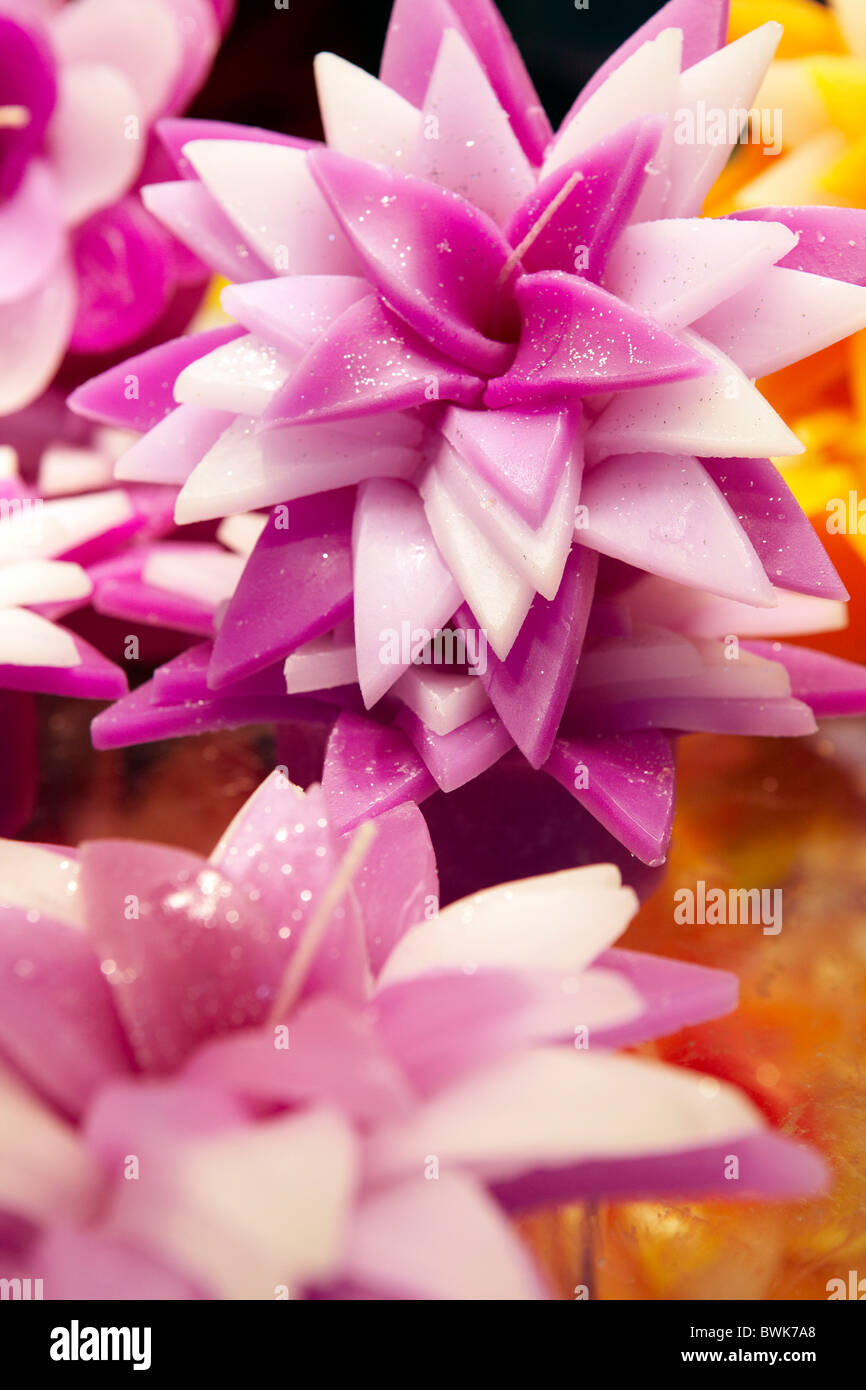 rosa Blume geformt Kerze Stockfoto