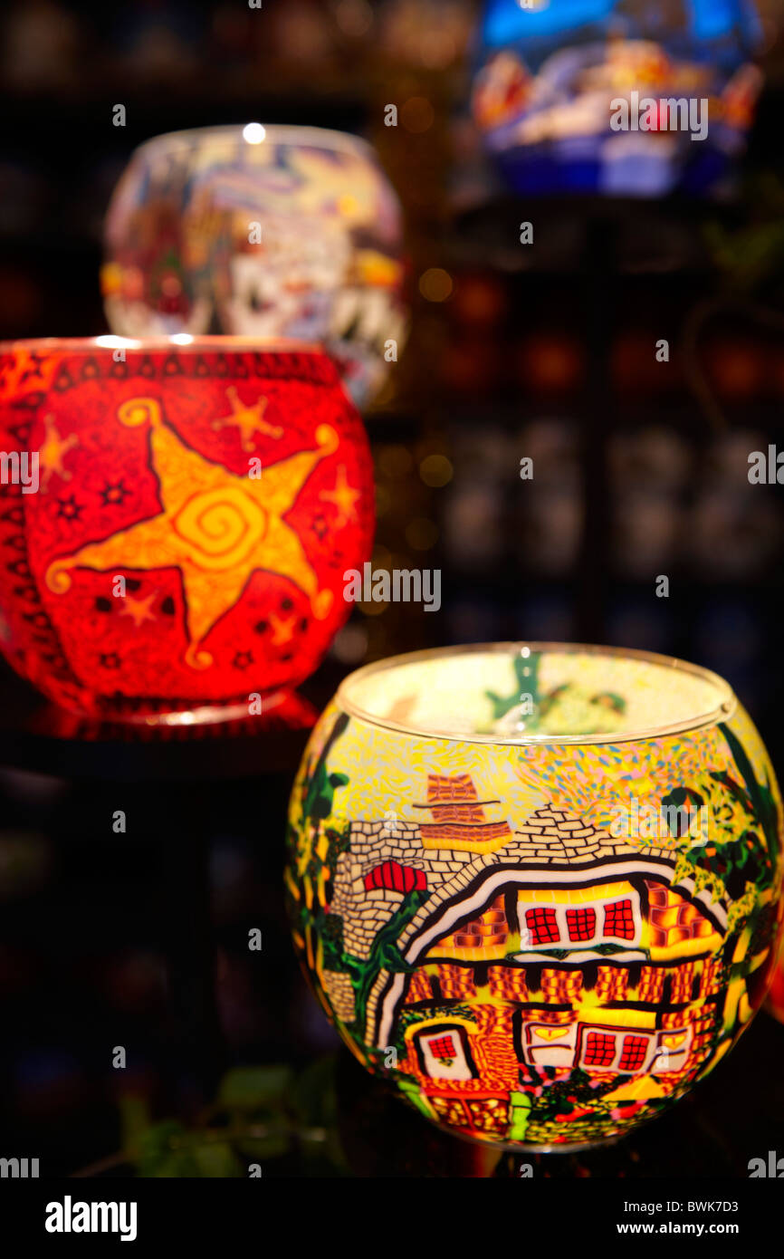 Glas-Kerzenhalter Weihnachten dekoriert Stockfoto Glas-Kerzenhalter Weihnachten dekoriert Stockfoto