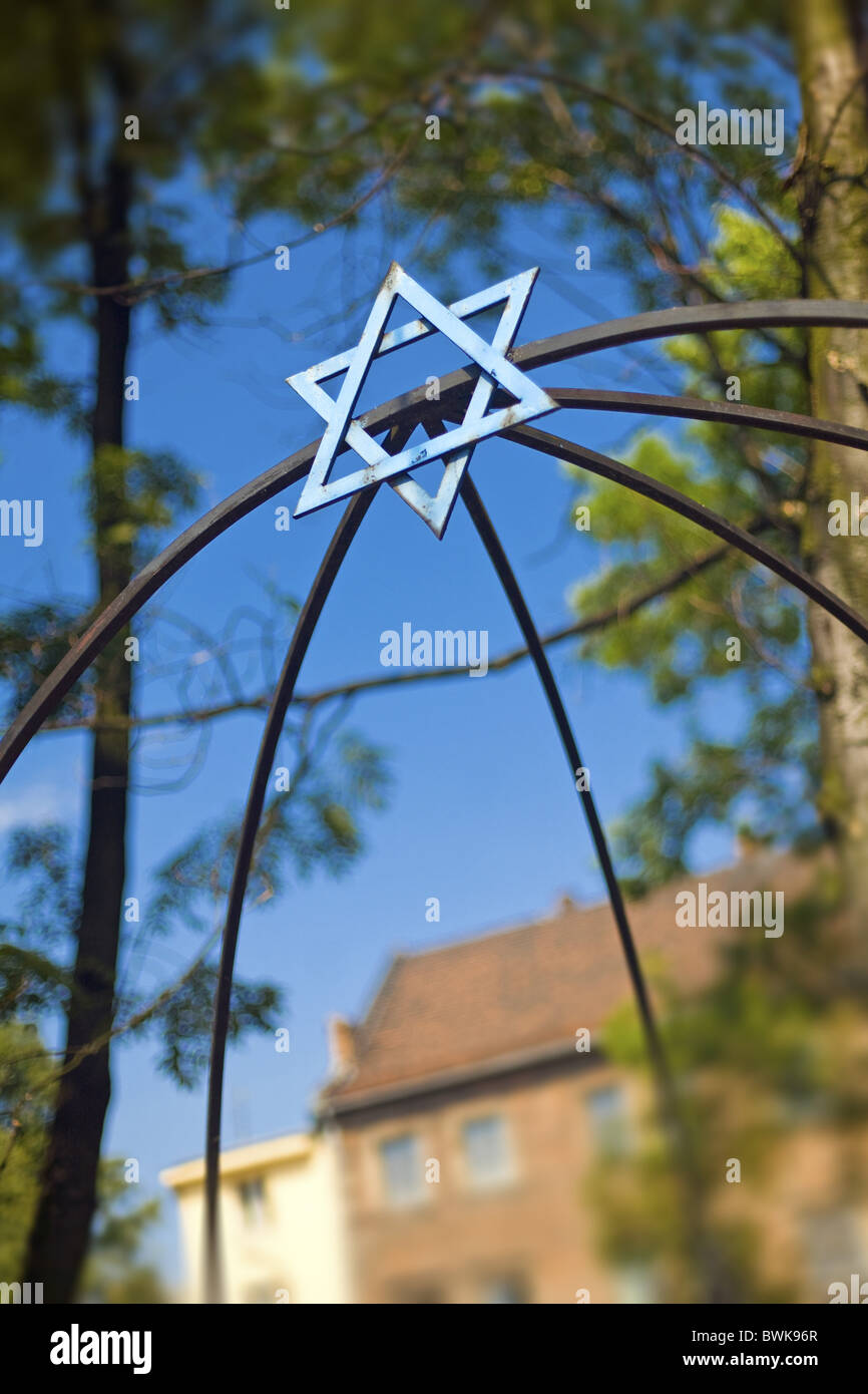 Jüdischen Stern im Innenhof auf Szeroka im jüdischen Viertel Kazimierz, Krakau, Polen, Europa Stockfoto