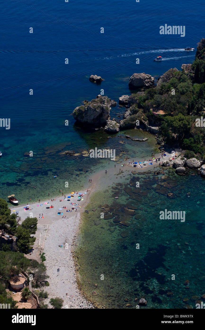 Baden und Umgebung Isole Bella, Taormina, Messina Provinz, Sizilien, Italien, Europa Stockfoto