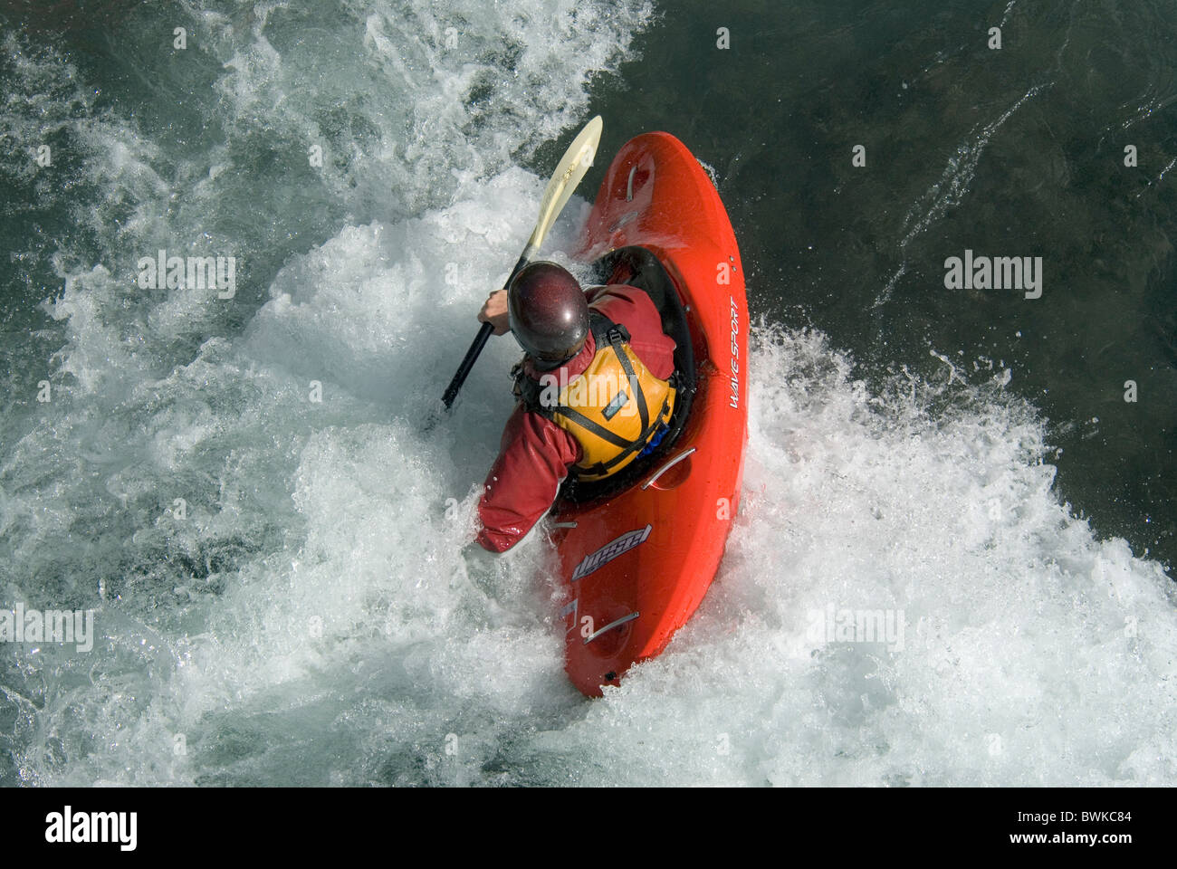 Actionsport Fluss Wildwasser Kajak Wassersport Yukon River-Whitehorse Kanada Stockfoto