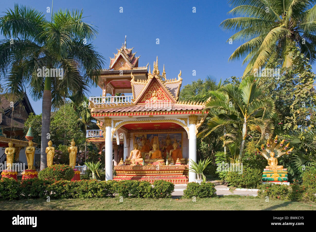 Vientiane Laos Asien Stadt Pha, die Luang Stupa bauen buddhistischen Buddhismus Kultur Kulturstätte religio Stockfoto