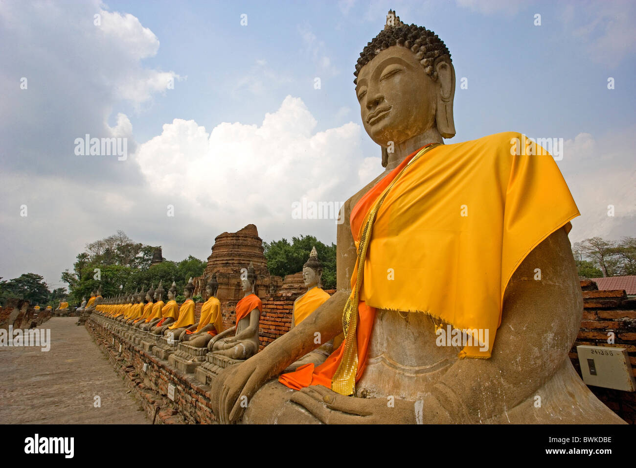Thailand-Asien-Ayutthaya Stadt Wat Yai Chai Mongkon Mongkol Wat Chao Phraya Thai kulturelle site Buddhismus te Stockfoto