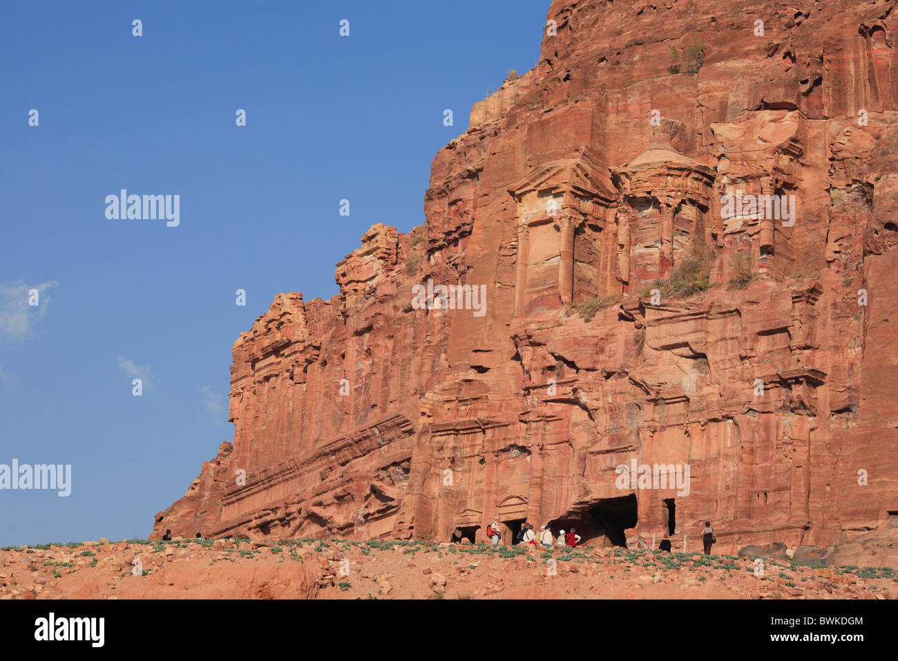 Petra Fassade Grab Tempel Rock Cliff Jordanien Nahost UNESCO Welt Kulturerbe Nabatea Kultur antiq Stockfoto