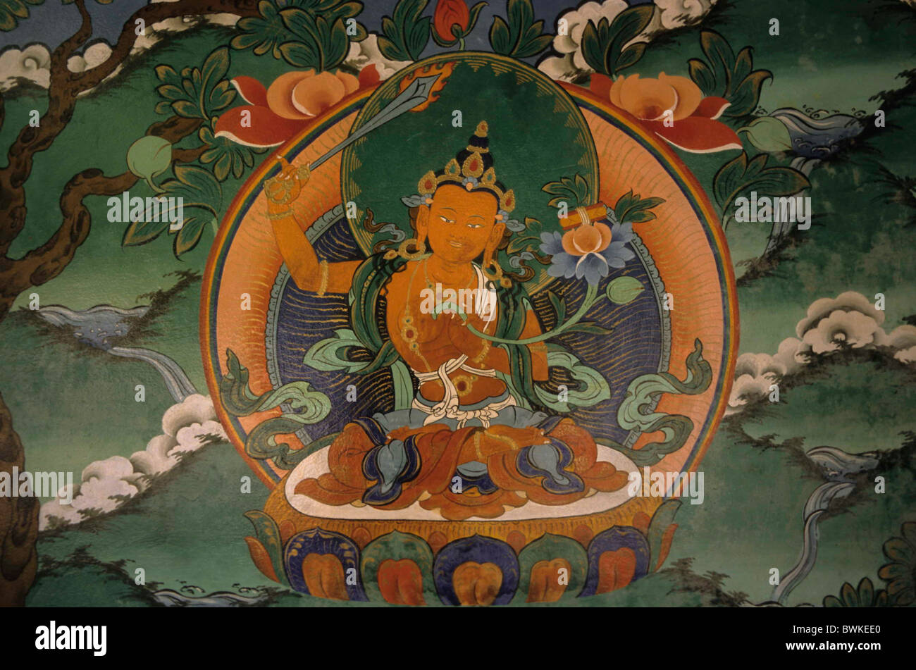 Weisheit Bodhisattva Manjushri Schwert des Wissens Realisierung  Bodhistattva der Weisheit Bild Gemälde Malerei Stockfotografie - Alamy