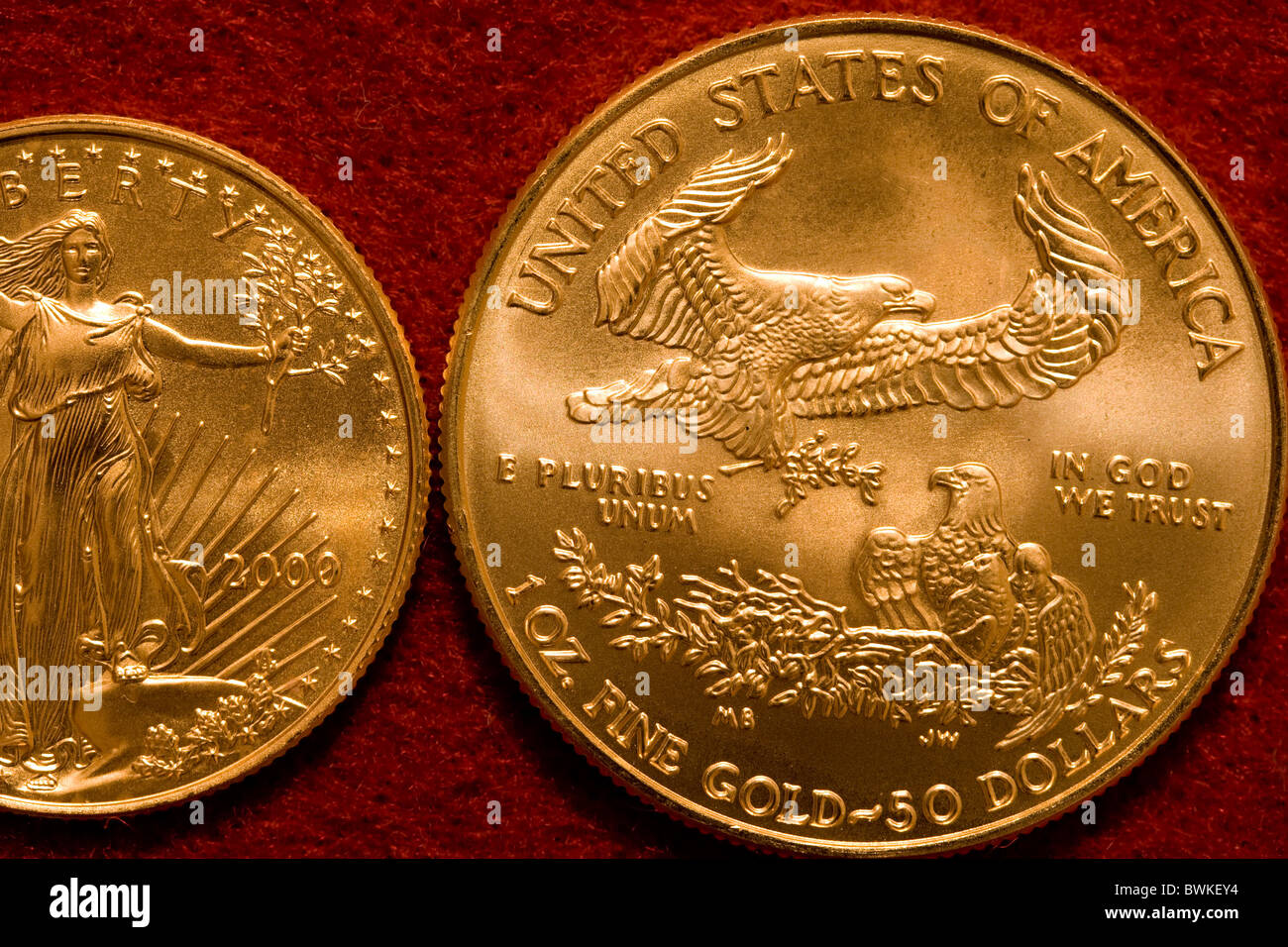 USA-Gold Eagle-Bullion-Münzen Stockfoto