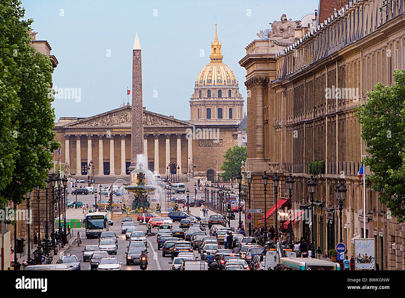 Frankreich Europa Paris Place De La Concorde Obelisk von Luxor Verkehr Stockfoto