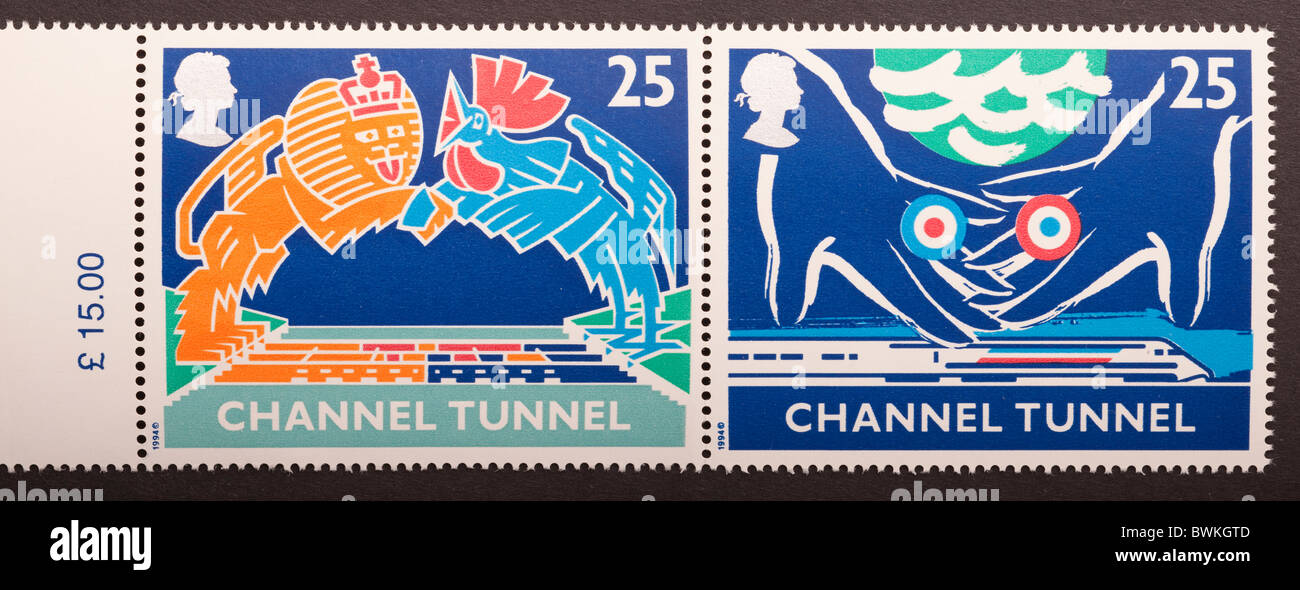 Vereinigtes Königreich Briefmarken, Channel Tunnel 1994, 25 Pence Stockfoto