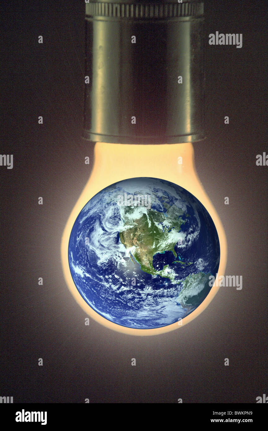 Umwelt Problem globaler Erwärmung Klima Klimaerwärmung Klima ändern Symbol Erde Globus Globe Gas burne Stockfoto