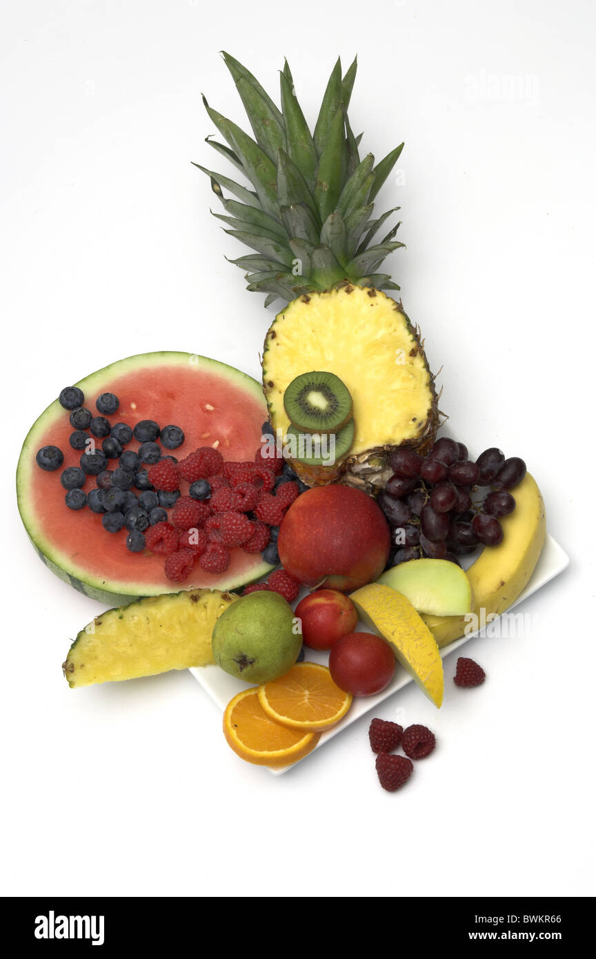 Obst Früchte Anordnung Stillleben Lebensmittel Lebensmittel essen Eatings Essen gesund Studio Studioaufnahme Stockfoto