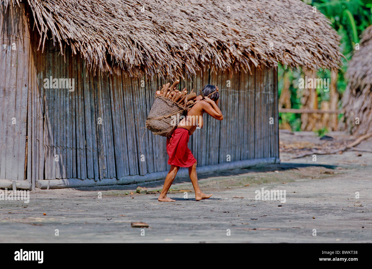 Venezuela Südamerika Yanomami Ironavi Stamm Frau Cottage Dorf Woodern Indios Ureinwohner Indianer Stockfoto