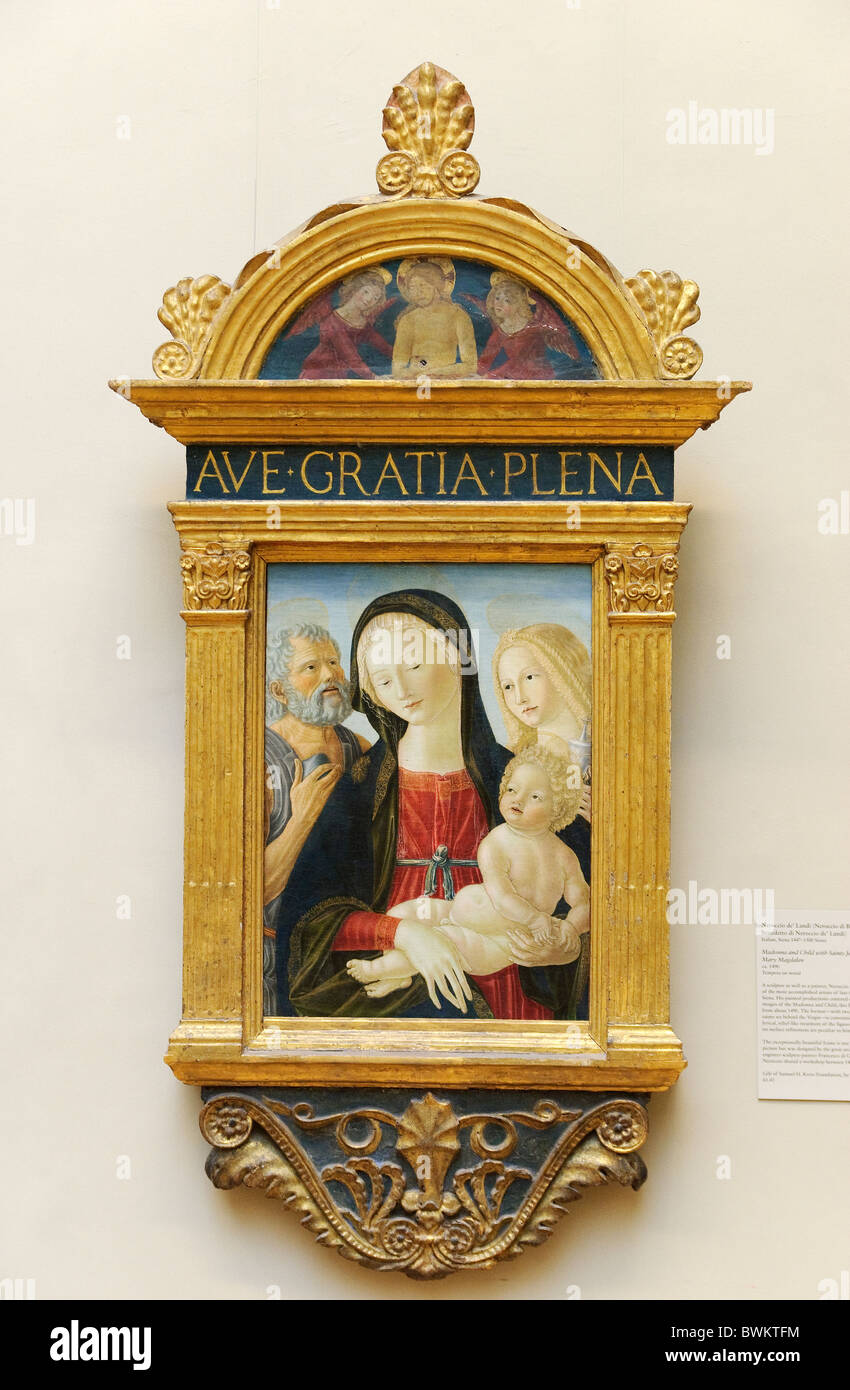 Madonna mit Kind und Heiligen Hieronymus und Mary Magdalene, ca. 1490, von Neroccio de' Landi Stockfoto